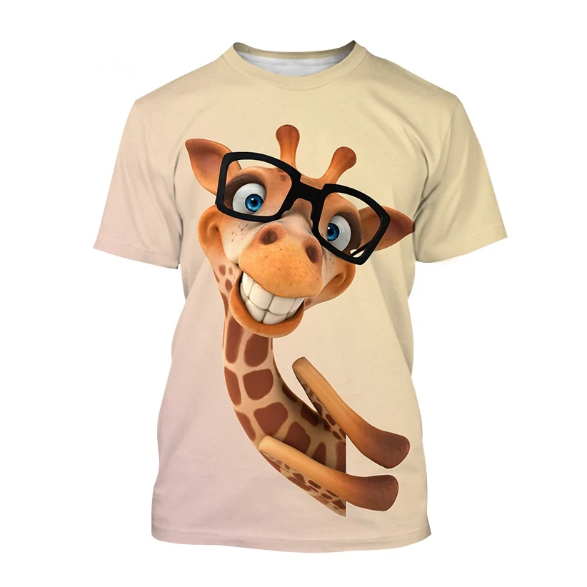 

Unisex Shirts Summer New Animal Giraffe 3D Printed T-Shirts Cute Small Fresh Short Sleeves Kids Fashion Breathable Tops T-Shirts