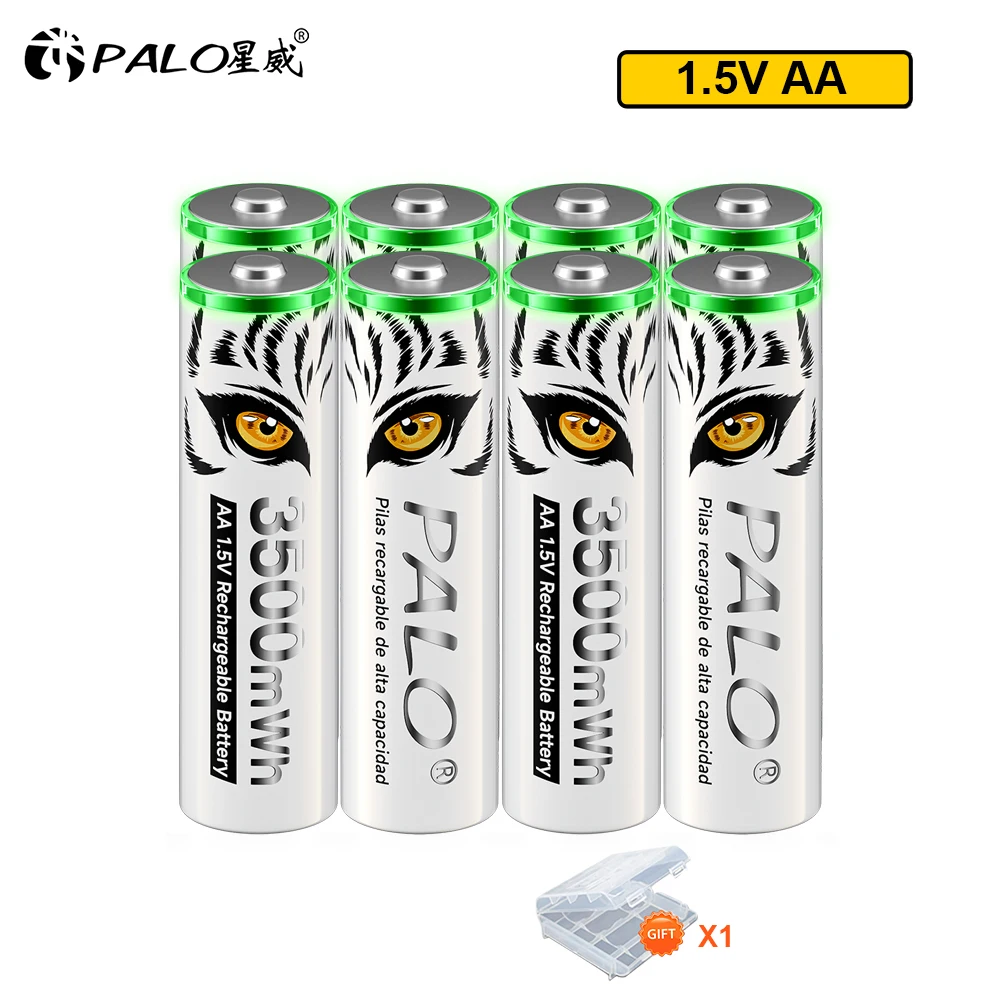 PALO 1 5 V AA литий-ионная аккумуляторная батарея 3500mWh долговечные Li-ion 2A батареи для