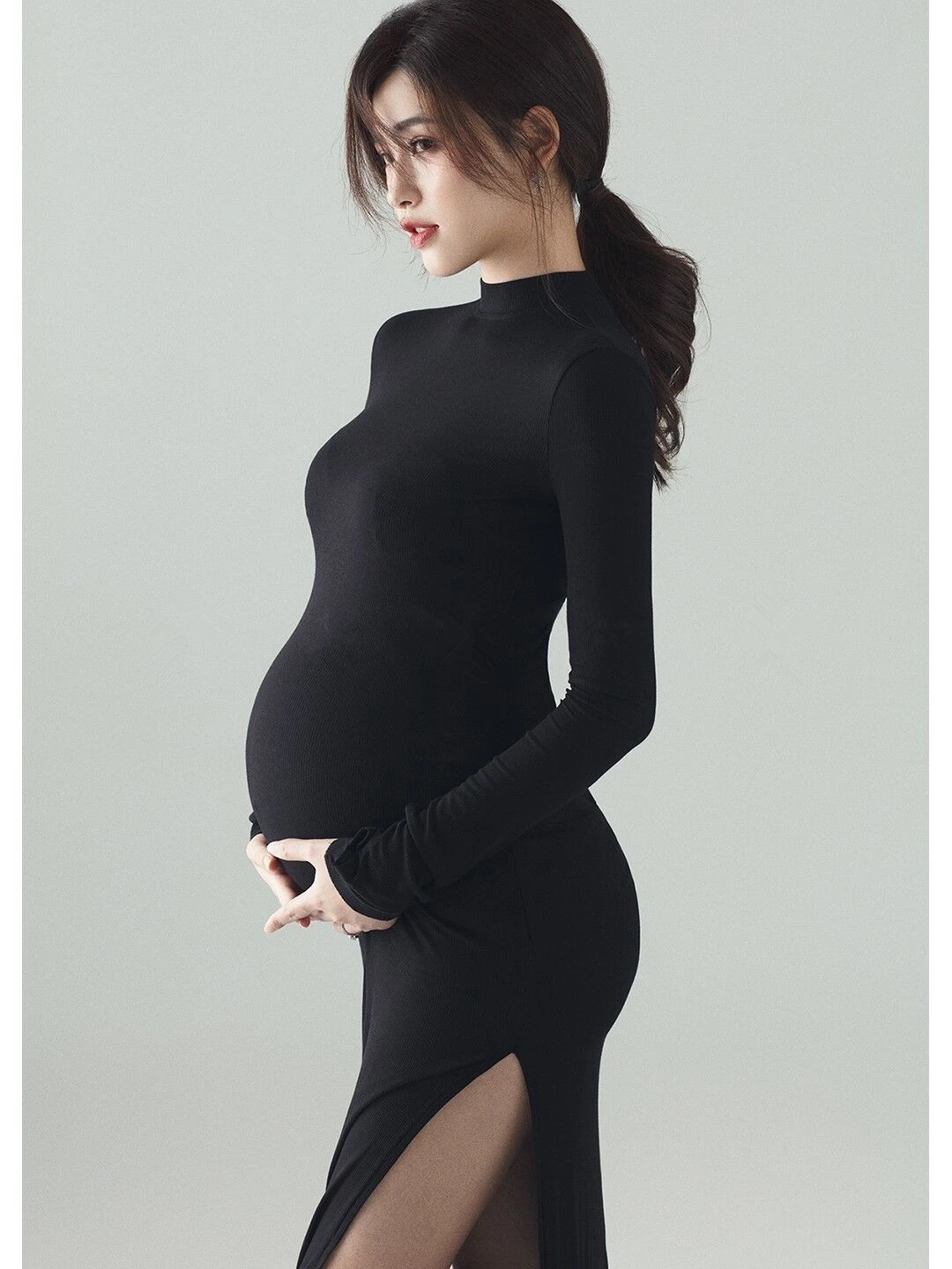 New Black Sexy Maternity Dresses Photography Props Split Side Long Pregnancy Clothes Photo Shoot For Pregnant Women Dress 2021