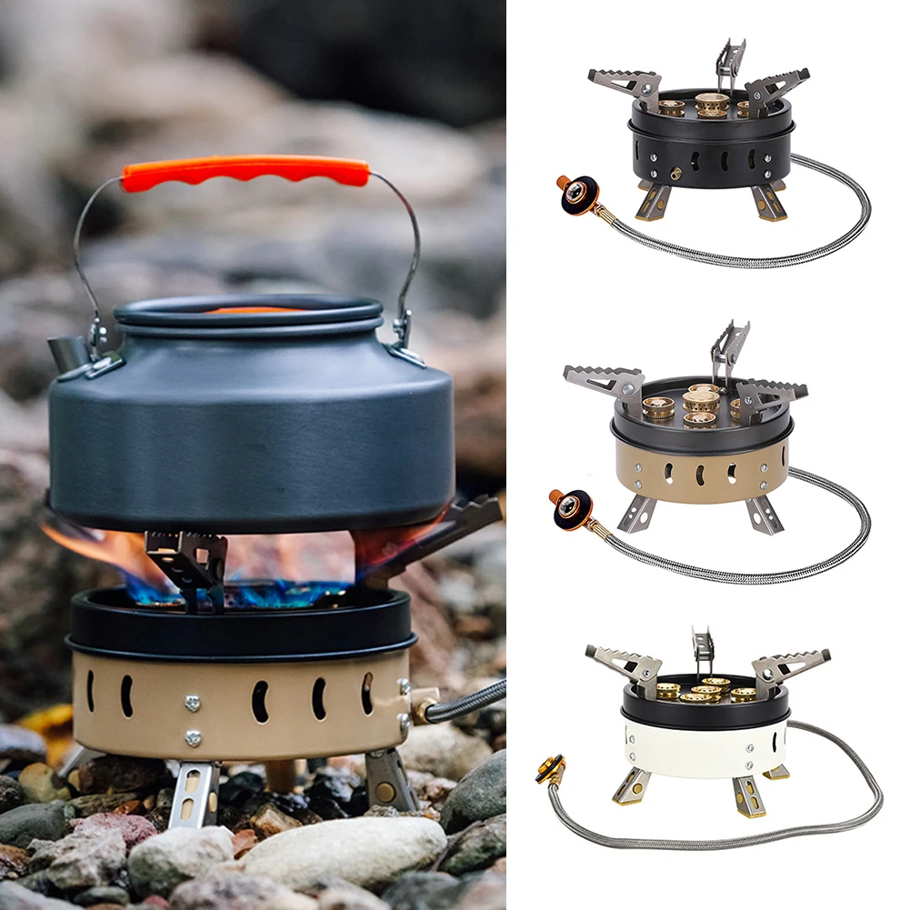 11000W Camping Stove 5 Spray Head Gas Stove Mini Portable Outdoor Stove Super Power Gas Burner  Picnic Cooker Tourist Equipments