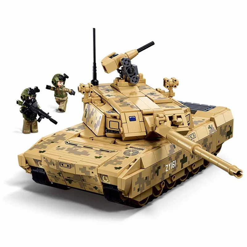 Фото Военная модель танка SLUABN B1616 ZTZ-100 из строительных блоков, детская игрушка и подарок для мальчиков №1