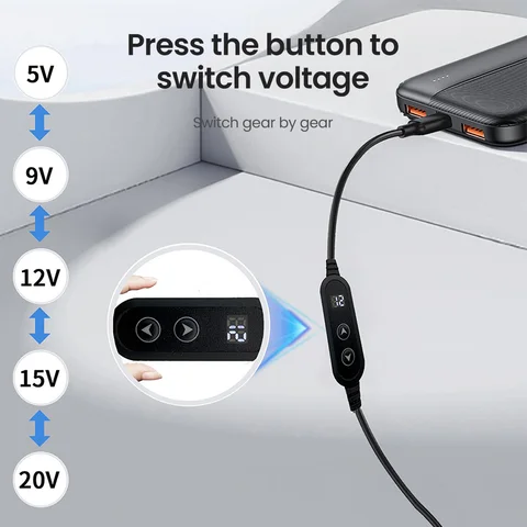 elough 9V/12V/15V 20V 3A USB C Type-C to DC PD Deception Line DP 65W Fast Charging Cable DC Power Cord Converter Adapters