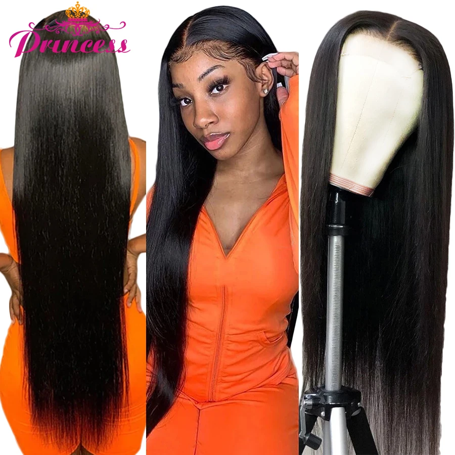 Princess 13×4/13×6 HD Transparent Lace Front Human Hair Wigs PrePlucked 4×4 Closure Wig Brazilian Straight Lace Frontal Wig