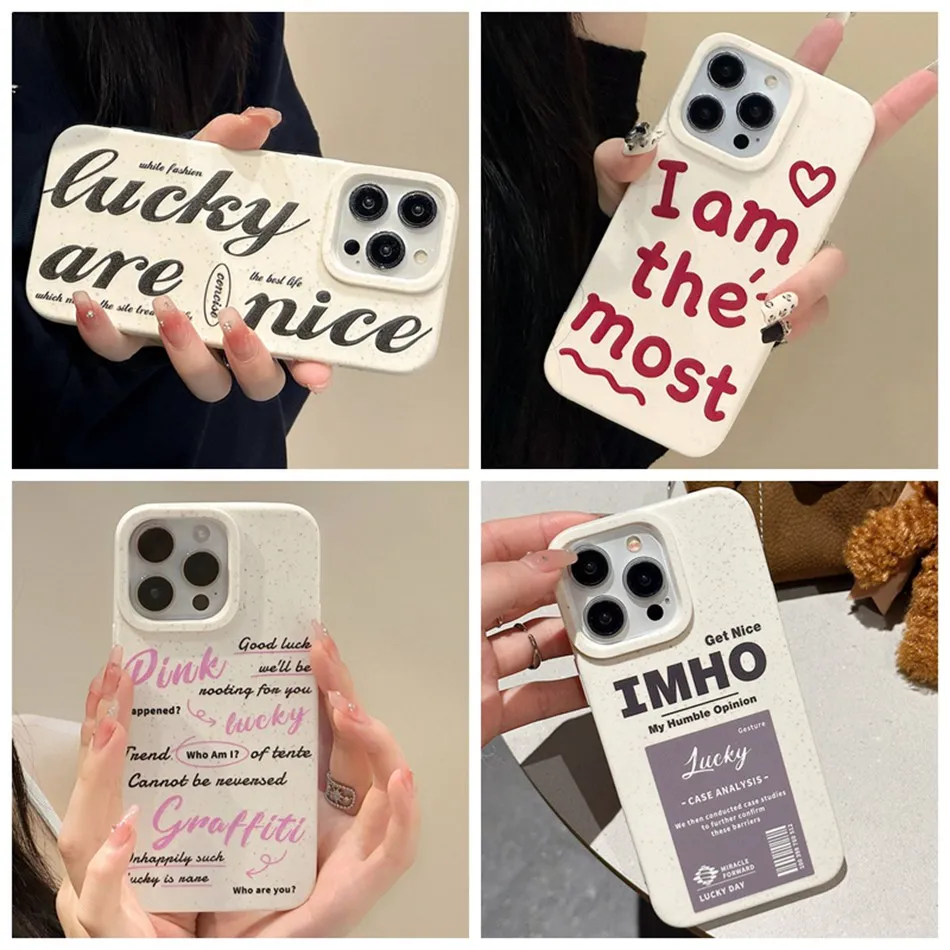 Биоразлагаемый чехол для телефона с пшеницей iPhone 15 14 Plus 13 12 11 Pro Max XR XS 6 7 8 Модный