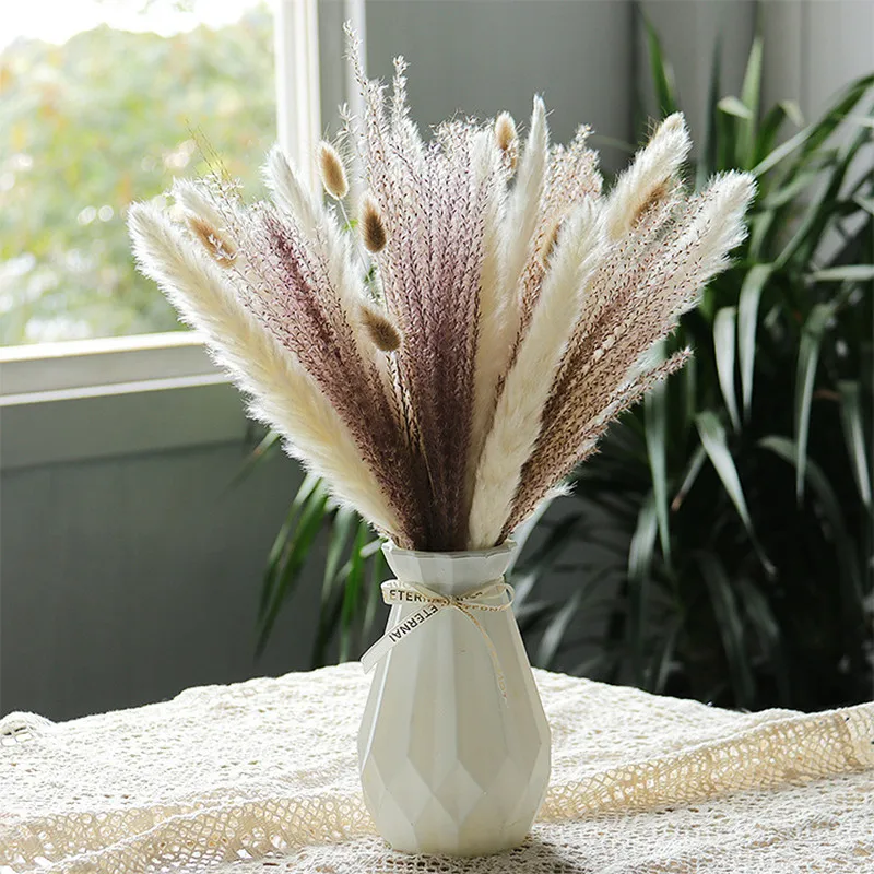 

45cm Reed Pampas Wheat Ears Rabbit Tail Grass Natural Dried Flowers Bouquet Style Home Garden Decoration Dress Up Photo Prop