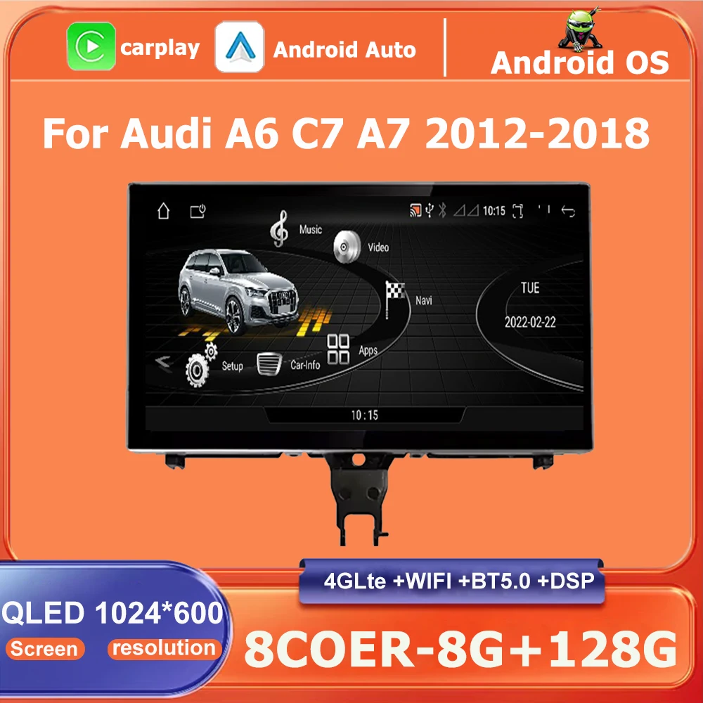 Фото Android 14 для Audi A6 C7 A7 2012-2018 сенсорный экран Carplay автомобильный мультимедийный плеер WIFI музыка стерео GPS Navi авто радио DSP №1