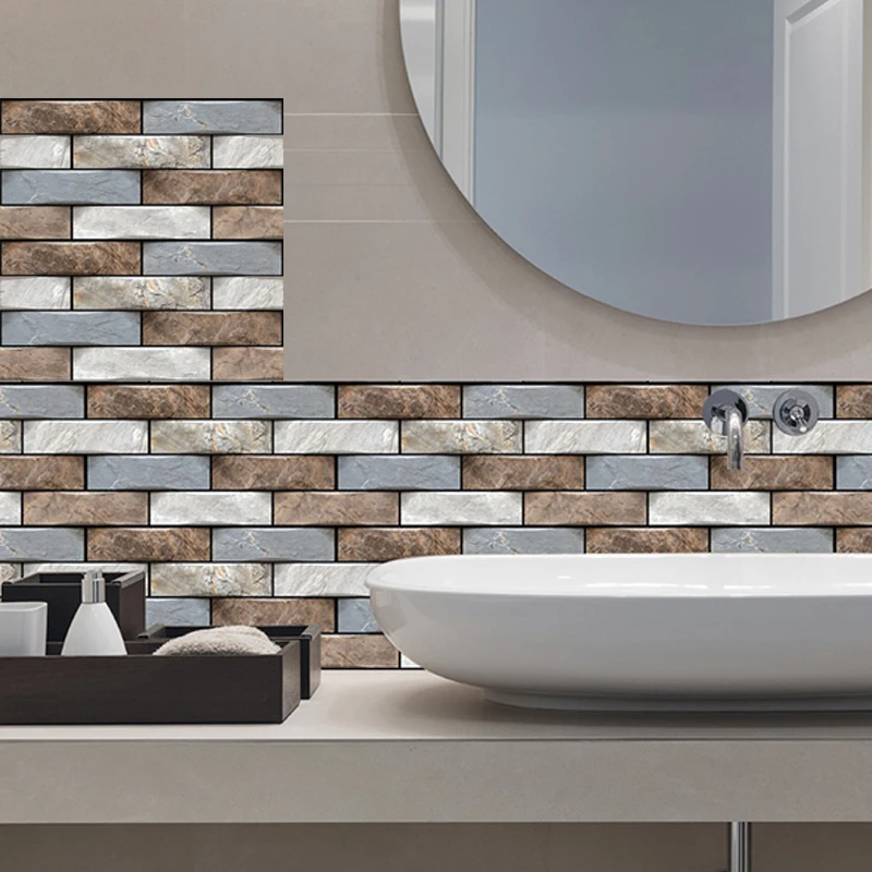 

2023 3D SelfAdhesive Sticker Mosaic Decor Peel PVC Tiles Bathroom Wallpaper Waterproof KitchenLiving Room Ecorative Wall Sticker