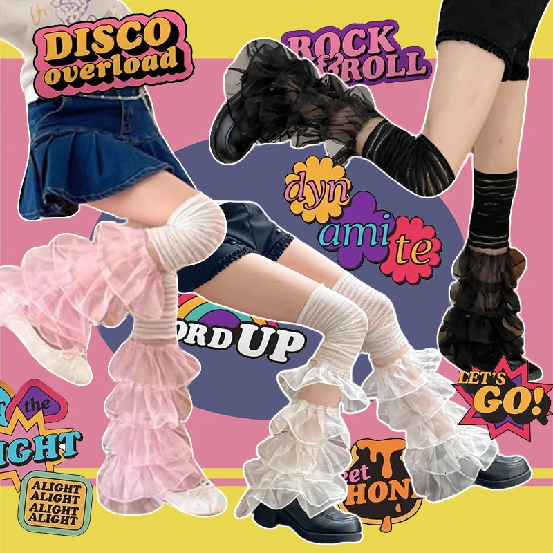 

Cake Lace Pile Stockings Candy Color Leg Set Sweet Cool Pure Stocking Y2K Millennium Style Harajuku Leg Covers Stacked Stockings