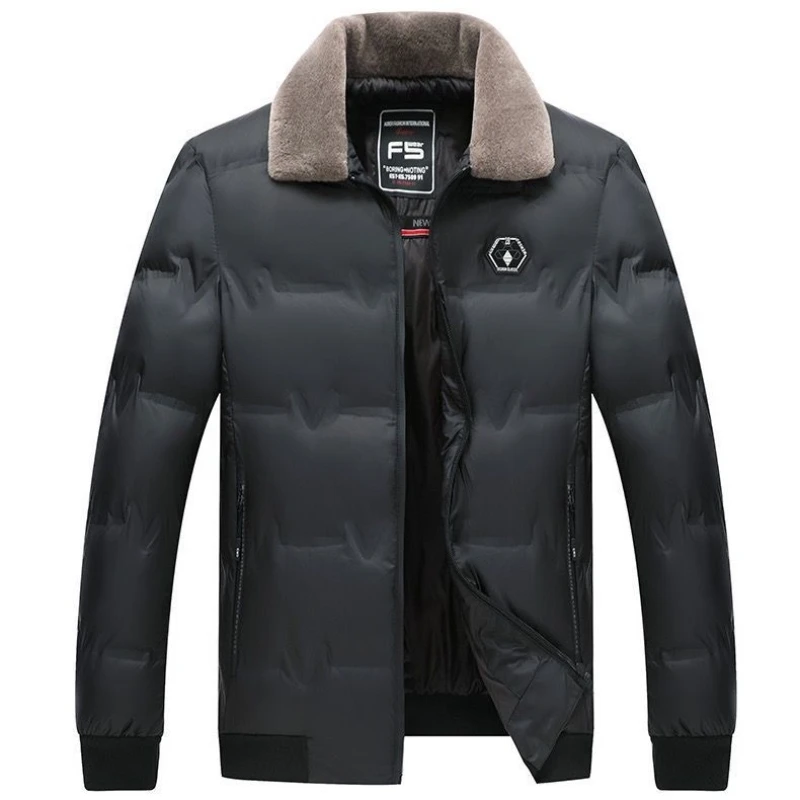 

Осенне-зимняя мужская куртка с хлопковой подкладкой, Мужская Толстая теплая ветровка, Повседневная парка с меховым воротником для отца, верхняя одежда