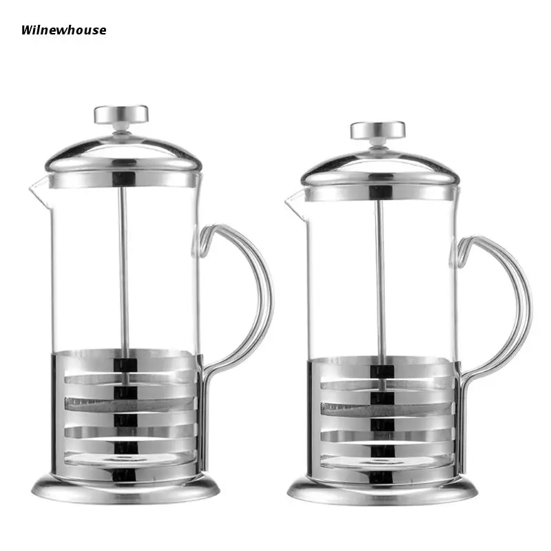 

F63A Ручной пресс для кофе, o Maker, чайник из нержавеющей стали, стеклянный чайник, Перколятор для французского кофе и чая, фильтрующий пресс-пор...