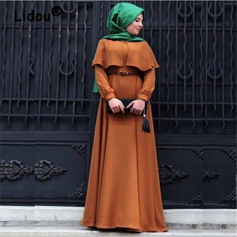 Новинка 2022, мусульманская накидка с воротником, однотонное скромное женское Африканское платье-абайя для женщин, мусульманская женщина, аб...