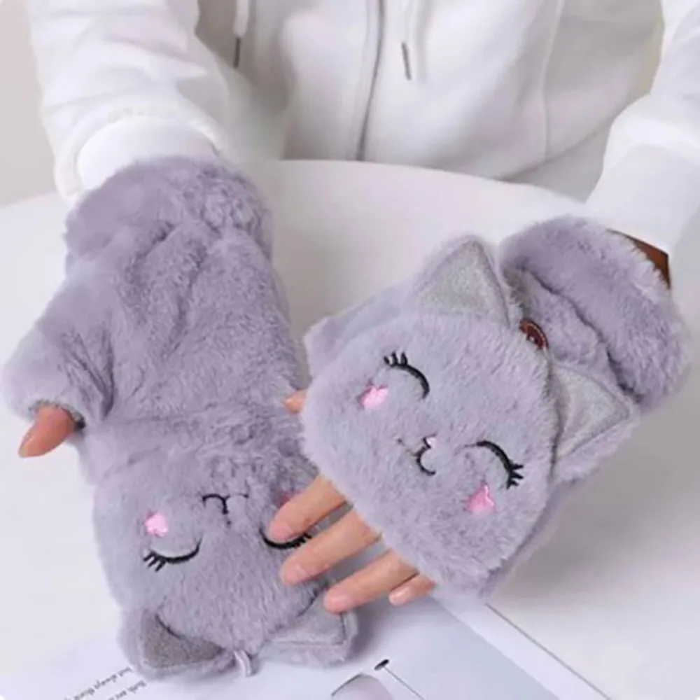 

Soft Fingerless Gloves Practical Breathable Warm Winter Gloves for Women Plush Finger Driving Glove