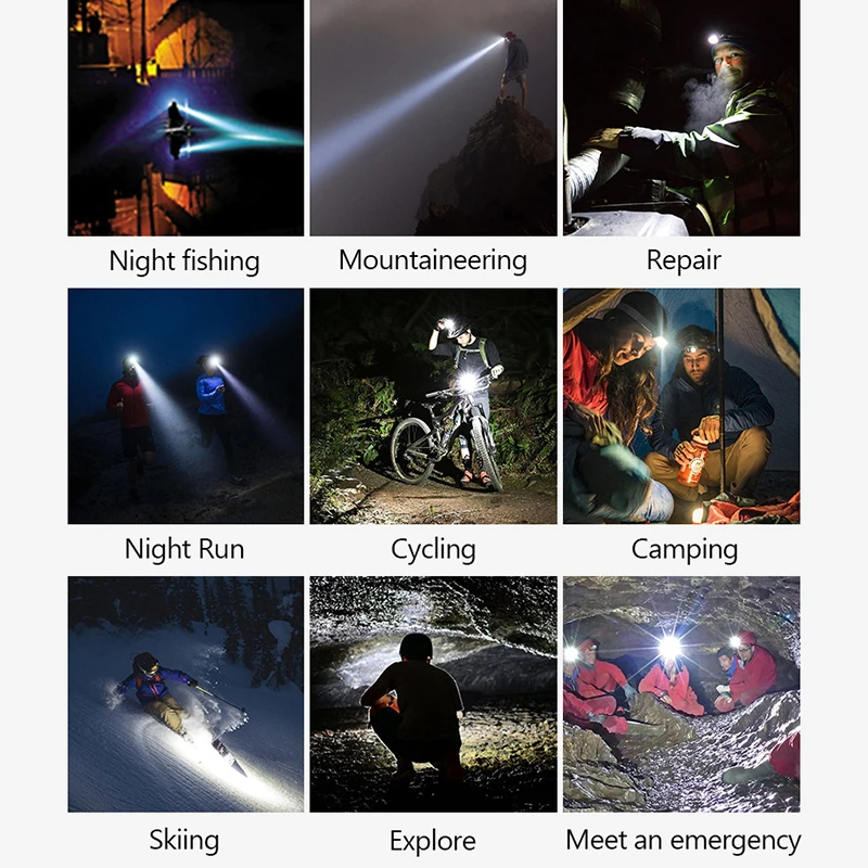 XPG+ Водонепроницаемый красный светодиодный налобный фонарь — 6 режимов мощная