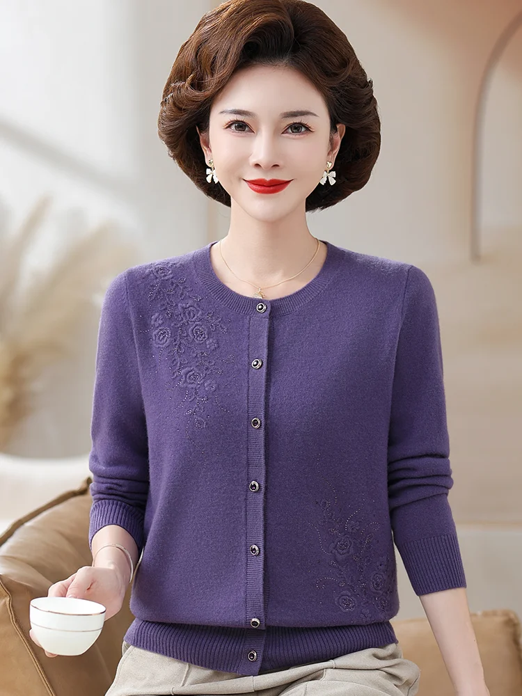 Erdos кашемировый свитер для мам среднего возраста с круглым вырезом женский