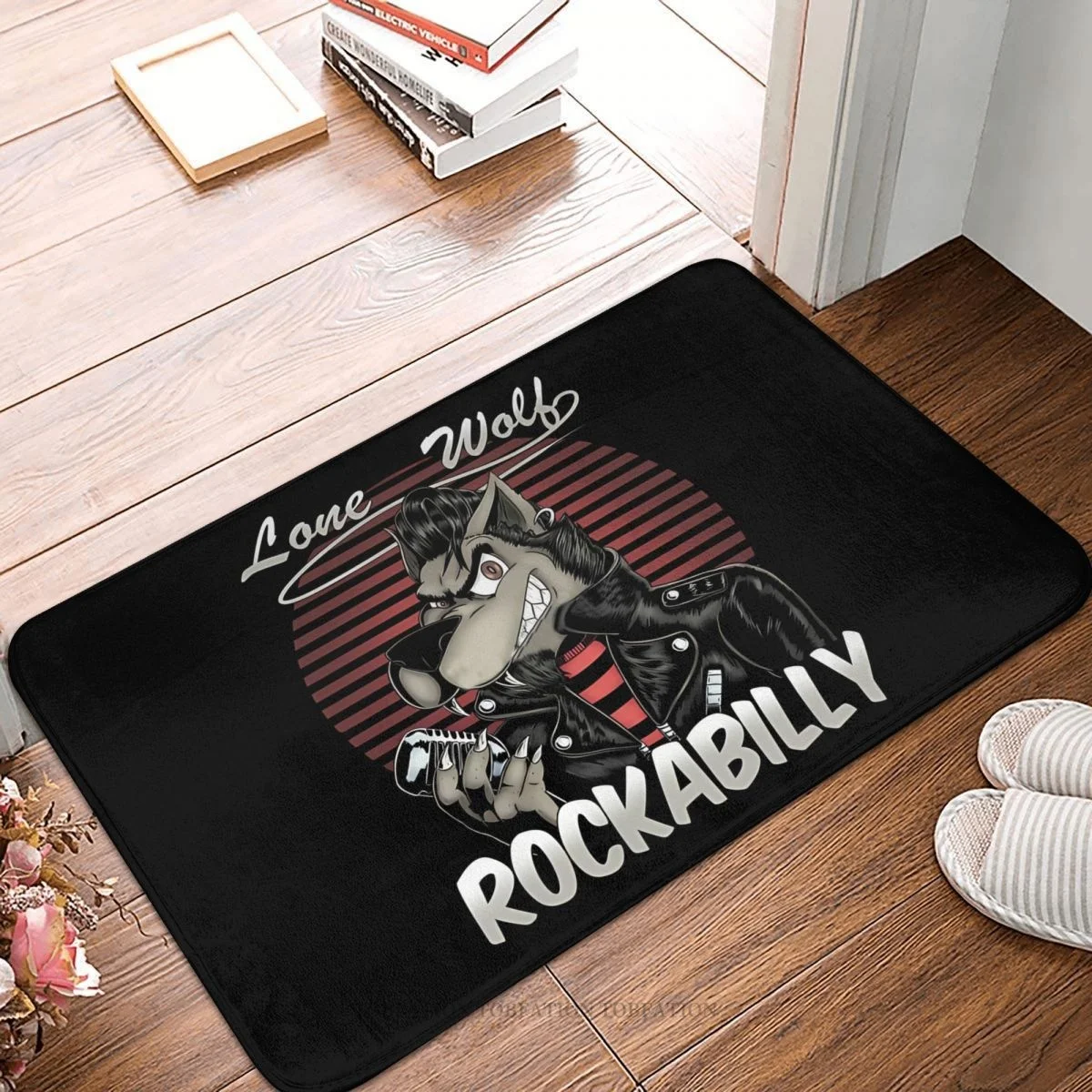 

Винтажный Противоскользящий коврик в стиле рокабилли, рок-н-ролл, коврик для ванной, коврик в виде одинокого волка для прихожей, коврик для входной двери, домашний декор