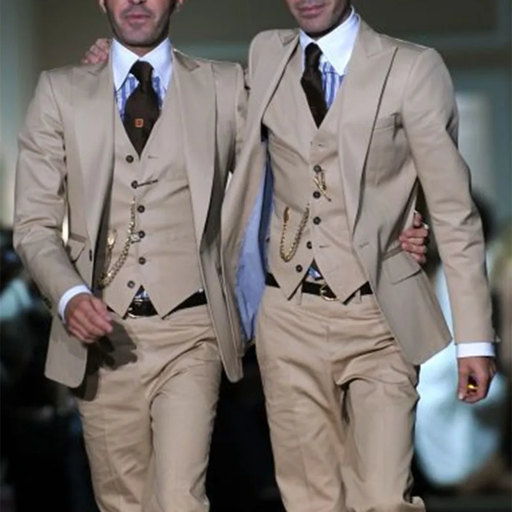 

New Arrival Custom Men's West Slim Fit Groom Dress Ball Fashion Trends Latest 3 Pieces Mens Suits Wedding Jacket Pants Vest