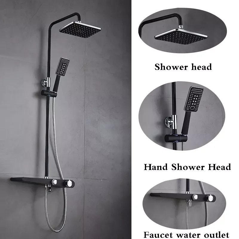 

Bathroom Shower Faucet Set Brass Black bathtub faucets shower taps With Shower Head Wall Torneira Tap Shower Head