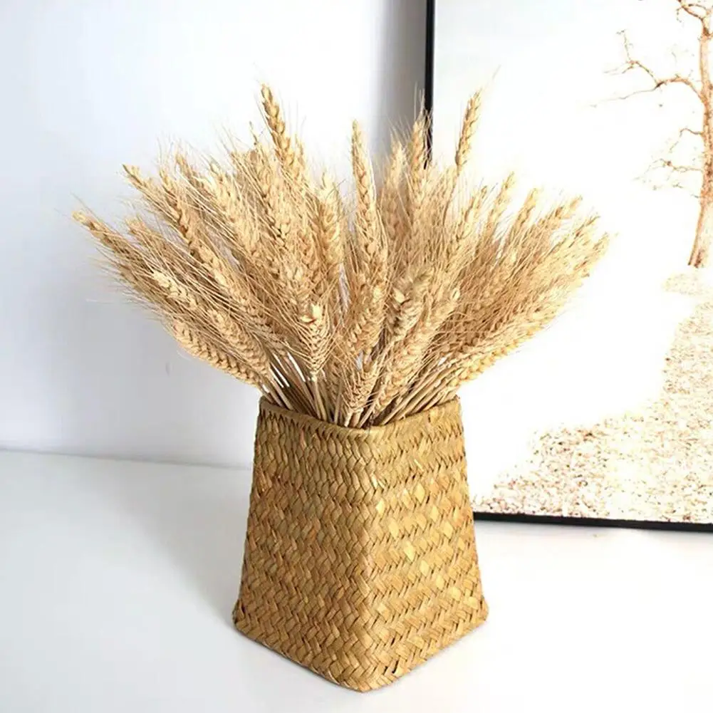 

100pcs Wheat Ears Barley Bouquet Artificial Flowers Natural Dried Wheat Stalk Bunch For DIY Craft Kitchen Wedding Decor Supplies