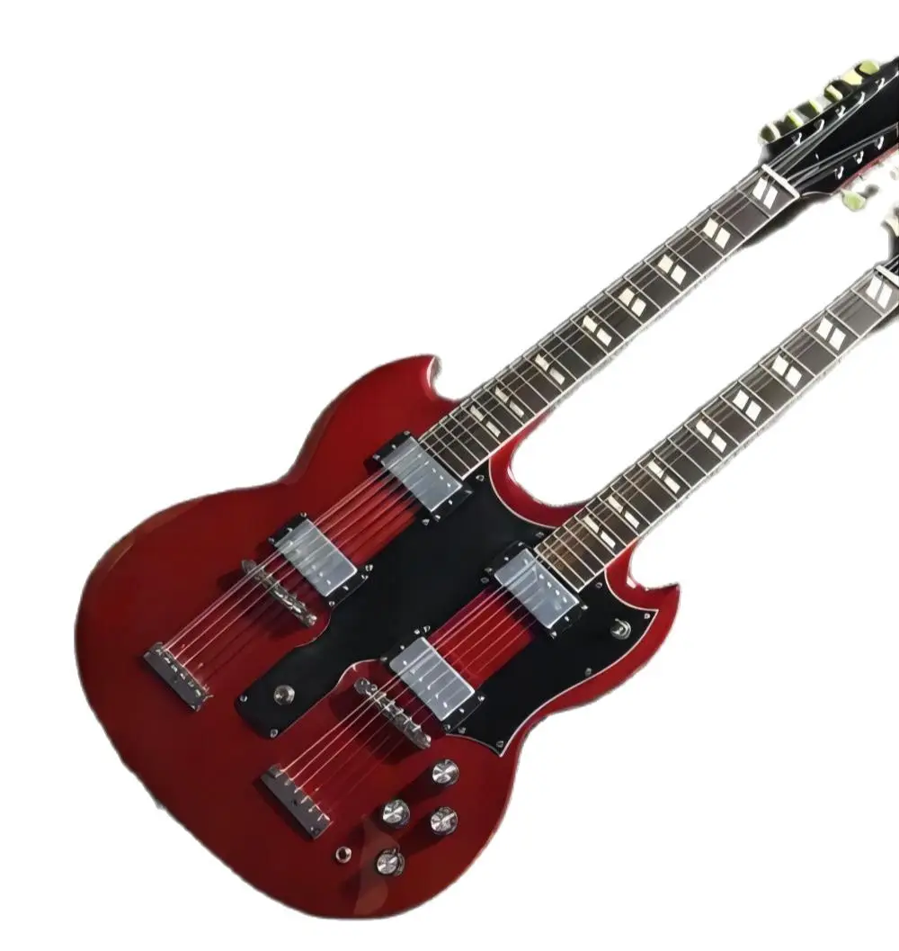 

Red SG Double Neck Electric Guitar Chrome Hardware Spot 12String6String
