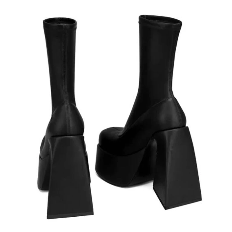 Женские ботильоны Стрейчевые на массивной платформе готические полусапожки