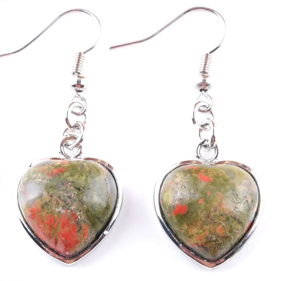 Висячие серьги из натурального камня серьги-капли в форме сердца с розовым