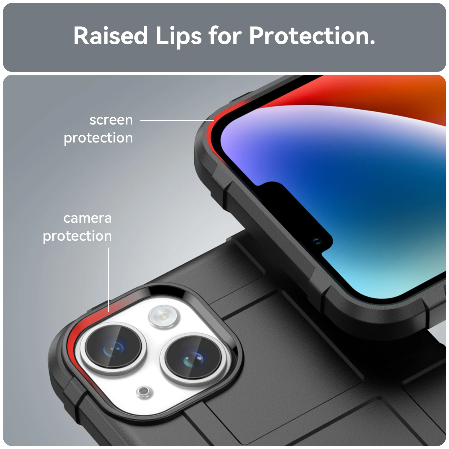 Black Rugged Shield Shockproof Armor Case For iPhone 14 Plus Protection Case Back Cover
