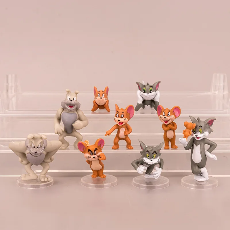 

9pcs Anime Figure Action Figure Tom Cat Toy Jerry Mouse PVC Cute Figure Model Toys Doll Mini Ornaments Children Toys