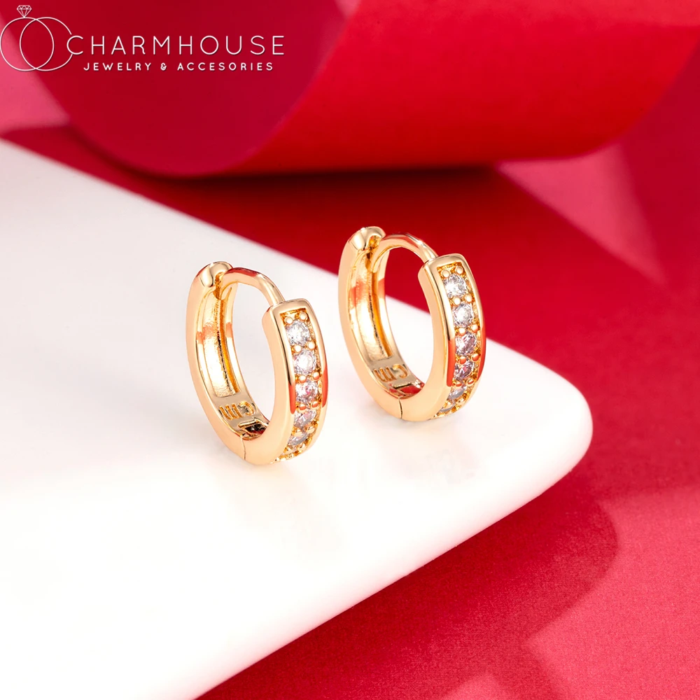 

18K Gold Small Hoop Earrings Set 14mm Zirconia Earring Piercing Brincos Femme Pendientes Mujer Ear Cuff For Women Jewelry Gifts
