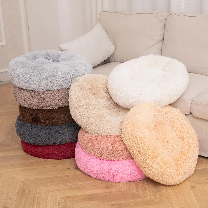 Super Soft Cat Bed Pet Dog Cat Bed Comfortable Donut Round Dog Kennel Ultra Soft Non-Slip Winter Warm Dog Kennel Cat Cushion Bed