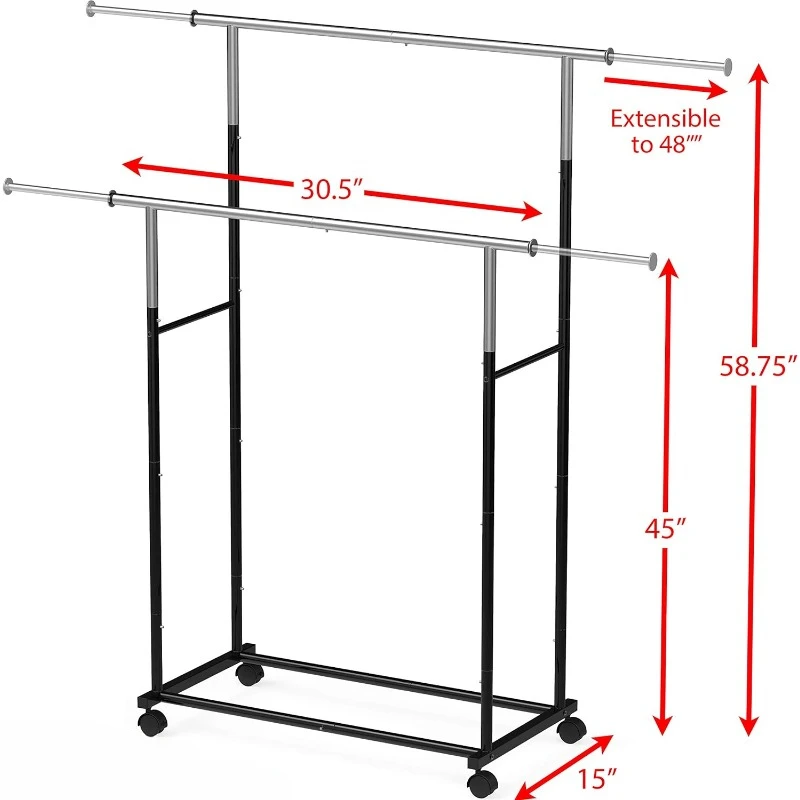 Обычная стандартная двойная вешалка для одежды (черный/серебристый) по желанию
