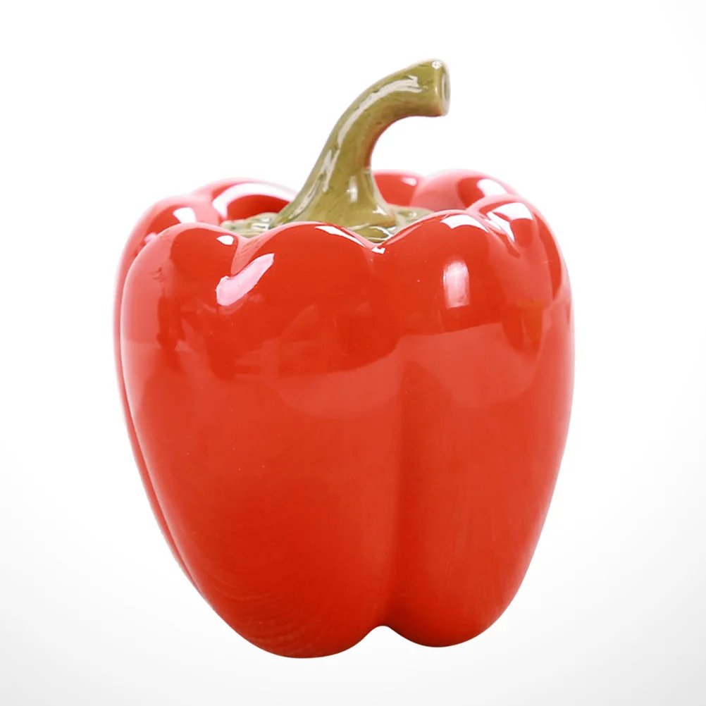 

Мини-банка для хранения, креативная керамическая канистра в форме перца, пищевой контейнер для рассыпного чая, кофейных зерен (Красный, мале...