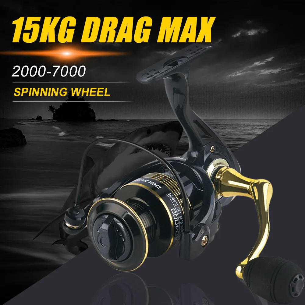 

Lightweight Spinning Reel 2000-7000 Series Fishing Reel 15KG Max Drag 5.2:1 Metal Spool Carp Fishing Freshwater Saltwater Tackle