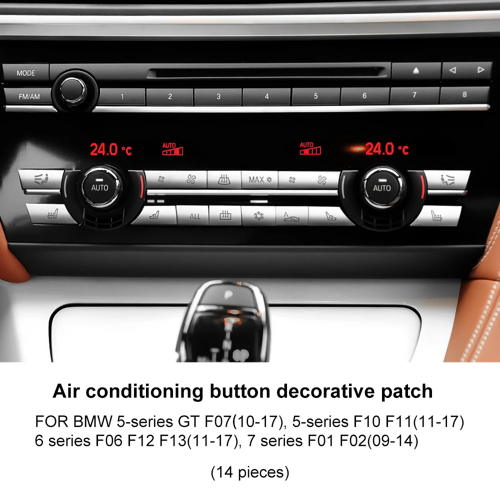 

ABS для BMW 5 6 7 серии F07 F10 F11 F12 F13 F06 F01 F02 автомобильный кондиционер CD кнопка декоративная крышка аксессуары наклейка
