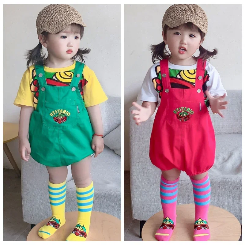 Детские брюки детский комбинезон хлопковый джинсовый с мультяшным рисунком