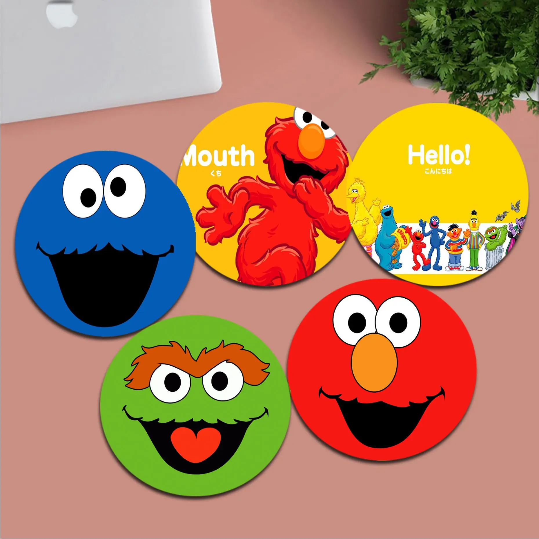 

Sesame Street Cookie Monster Anti-Slip Round Keyboard Mat Table Mat Students Gamer Desktop Mousepad Cup Mats Writing Desk Mats