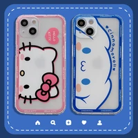kawaii sanrioed cinnamoroll phone case anime cute hello kt transparent soft cover for iphone6s 7 8p x xr xs max 11 12 13pro mini
