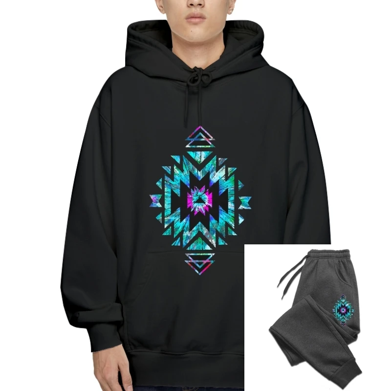 

Outerwears Pullover Men T-Sweatshirt Unique Native Outerwears Indian American Tie Dye Outerwears Print Geometric Ornament Sweat