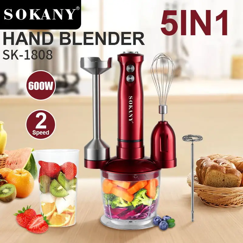 Electric Immersion Blender Hand Blender with Whisk 5 in 1 60
