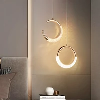 modern led pendant lights bedroom bedside dining room kitchen gold round moon hanging lamps indoor home decorations accessories