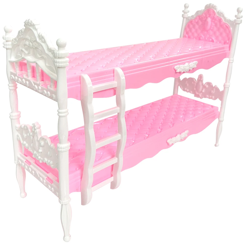 NK 1 Pcs Pink Bunk Doll Bed Dollhouse Furniture Princess Gir