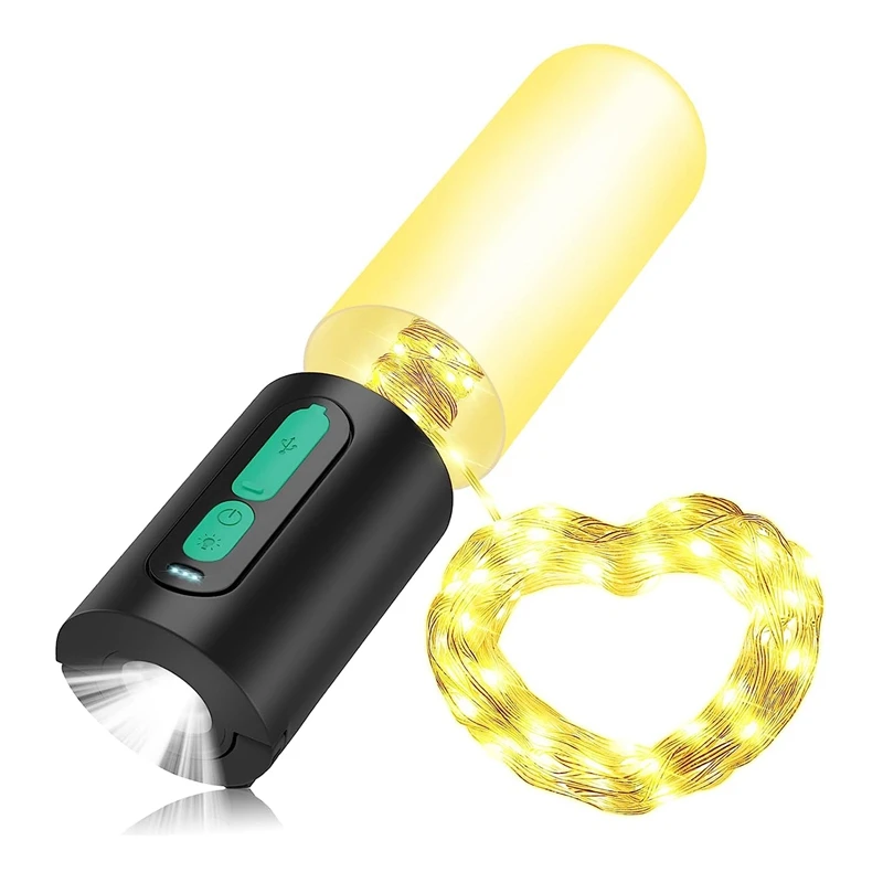 

1 Piece Electric Camping Light Chain LED Camping Lamp With 10M Light Chain 4000Mah Camping Lantern Tent Lamp For Hiking Fishing