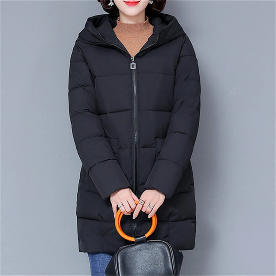 Oversized 5XL Hooded Cotton Padded Loose Coat Women Warm Thick Parkas Outwear Snow Wear Overcoat Mid-length Windbreaker Jackets
