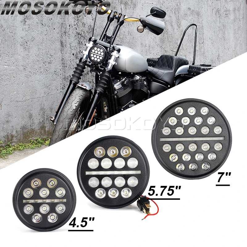 

7" 5.75" 4.5" LED Headlight 5 3/4" DRL Motorbike Headlights For Dyna Softail Sportster 883 XL883 FXCW Chopper Bobber Cafe Racer