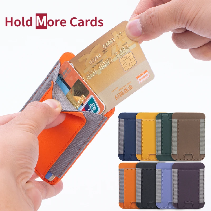 

NEW Leather Magnetic Elastic Expansion Band Card Holder for iPhone 14 13 12 11 for Magsafe Samsung S22 S23 HUAWEI Wallet Case