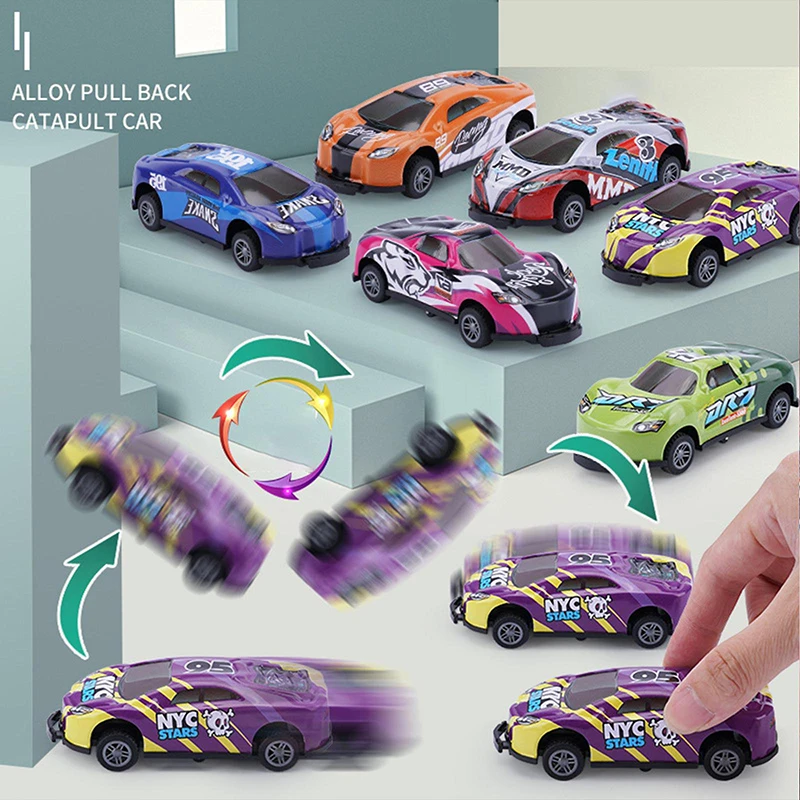 

1/5/6/8pcs Children Stunt Toy Car Alloy Pull Back Car Ejection Jumping Stunt Car 360 Flip Dump Car Toy Children Birthday Gift