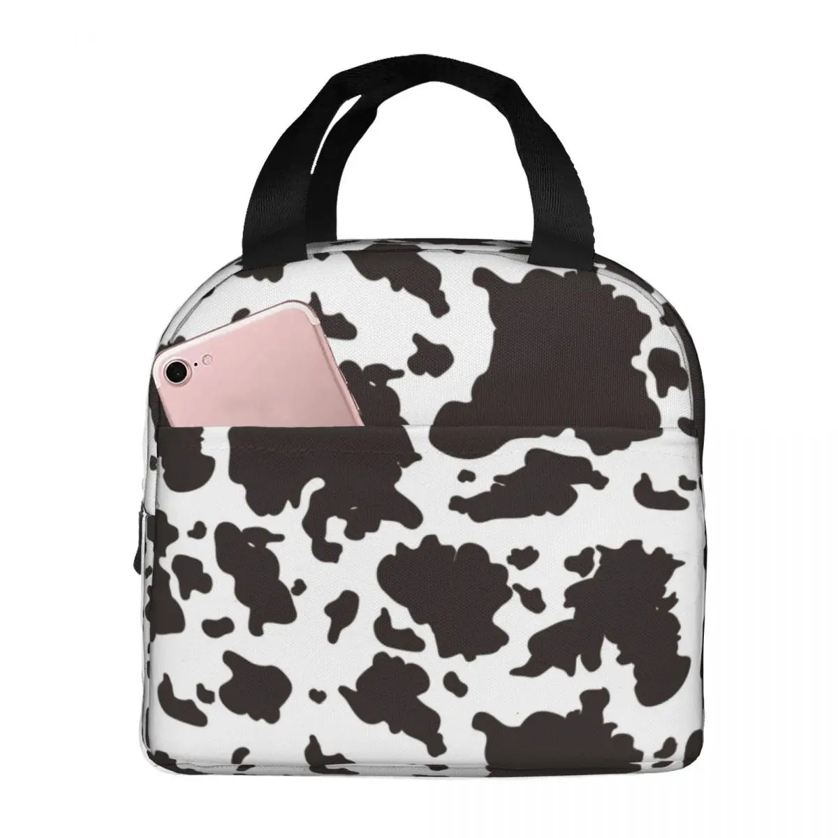 Lunch Bags for Men Women Cow Pattern Insulated Cooler Bag Portable Picnic Work Animal Oxford Tote Food Bag