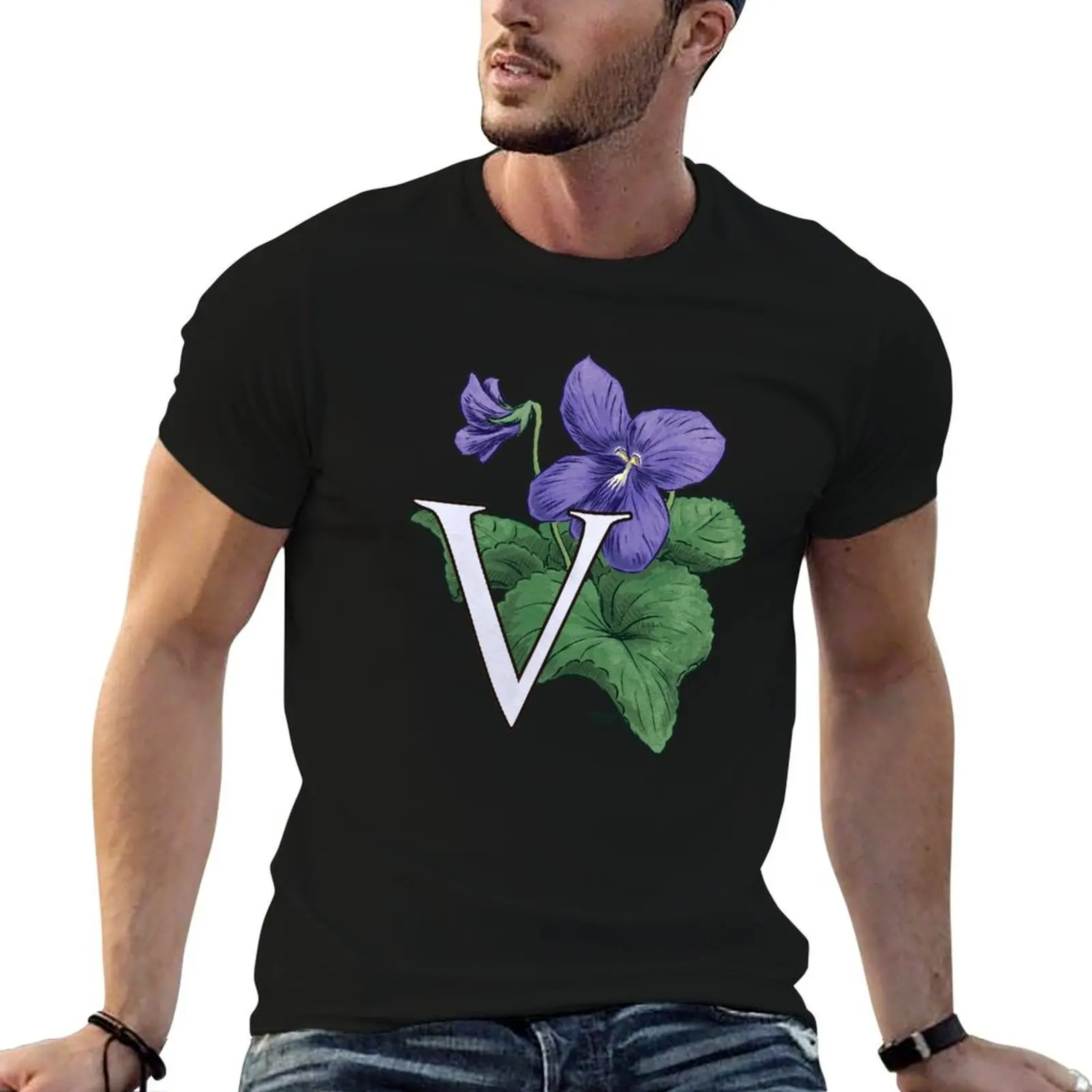 Фото Футболка V is for Violet с принтом для мужчин, графические футболки с принтом для мужчин, мужская футболка с графическим рисунком №1