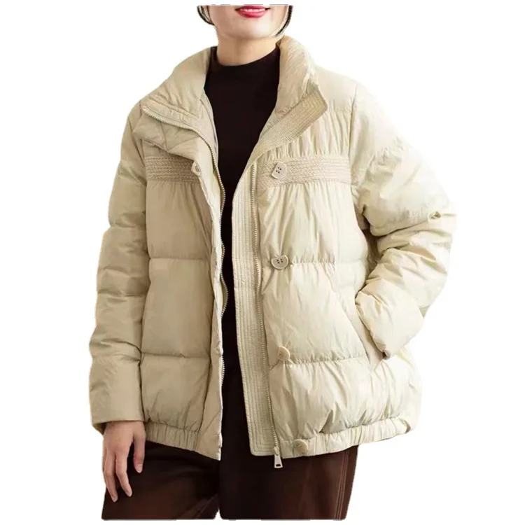 KoHuiJoo Autumn Winter New Down Jacket Woman High Quality Plus Size Loose Korean Fashion Stand Collar Literary Down Coat