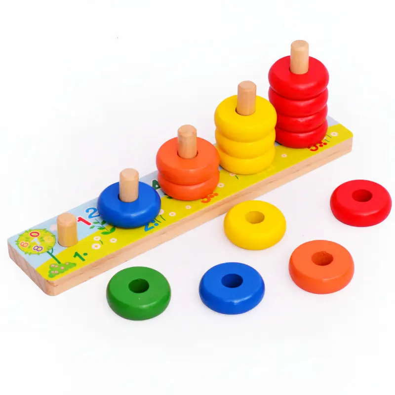 

Детские деревянные игрушки для раннего обучения Радуга рассчитывает круг познавательного обучения Монтессори блоки детский подарок для м...