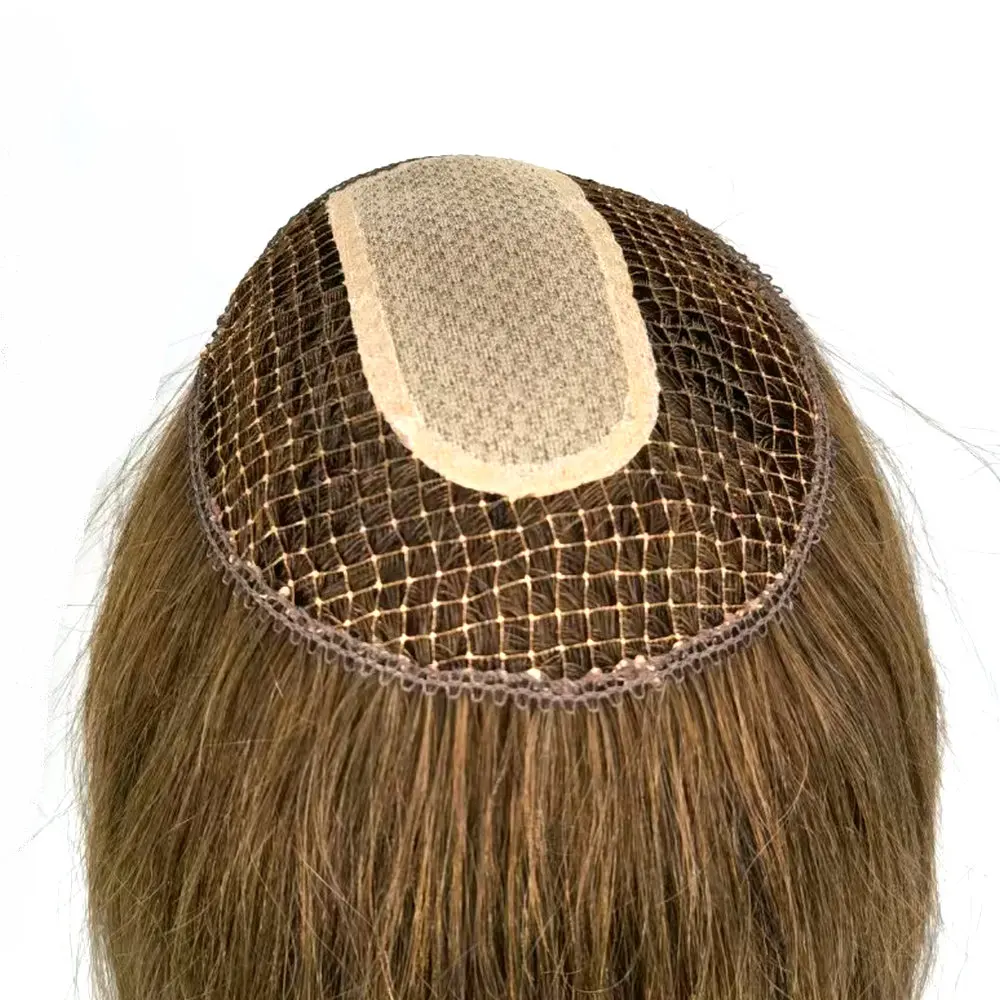 Hstonir Human Hair Toupee Fishnet Silk Top Wig Topper 100% Human Hairpieces Kippa Human Hair Topper For Women  TP27